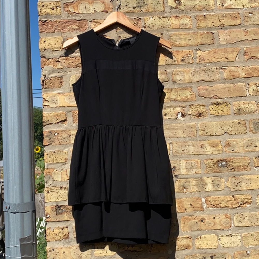 Black H&M mini dress w/ peplum and peekaboo mesh